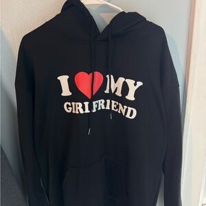 Black Hoodie with 'I Love My Girlfriend' Print